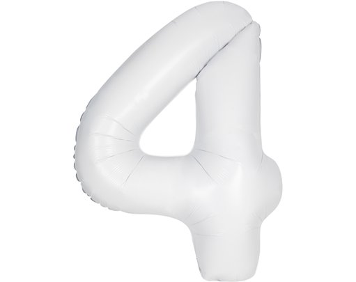 34in MATTE WHITE NUMBER 4 FOIL BALLOON