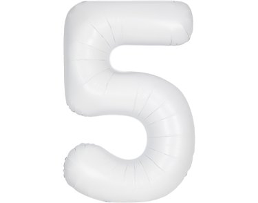 34in MATTE WHITE NUMBER 5 FOIL BALLOON