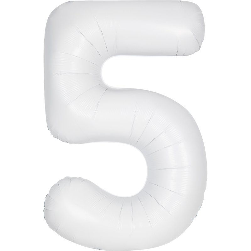 34in MATTE WHITE NUMBER 5 FOIL BALLOON