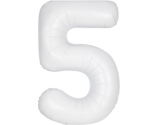 34in MATTE WHITE NUMBER 5 FOIL BALLOON