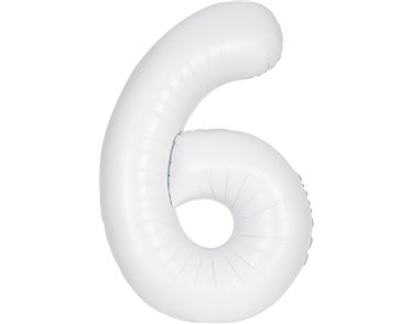 34in MATTE WHITE NUMBER 6 FOIL BALLOON