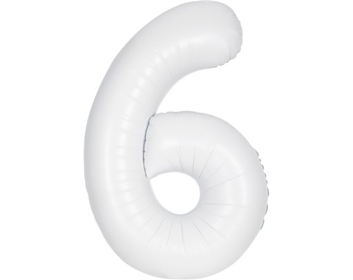 34in MATTE WHITE NUMBER 6 FOIL BALLOON