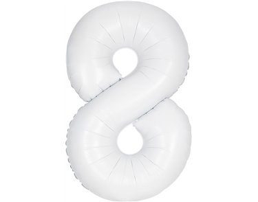 34in MATTE WHITE NUMBER 8 FOIL BALLOON