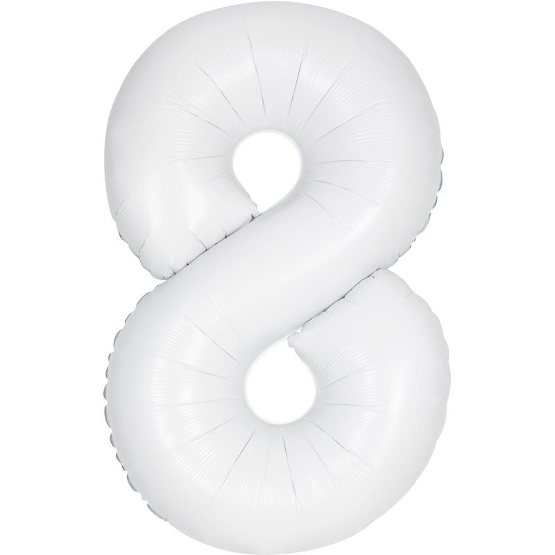 34in MATTE WHITE NUMBER 8 FOIL BALLOON