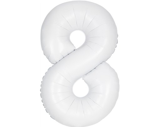 34in MATTE WHITE NUMBER 8 FOIL BALLOON