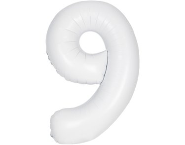 34in MATTE WHITE NUMBER 9 FOIL BALLOON