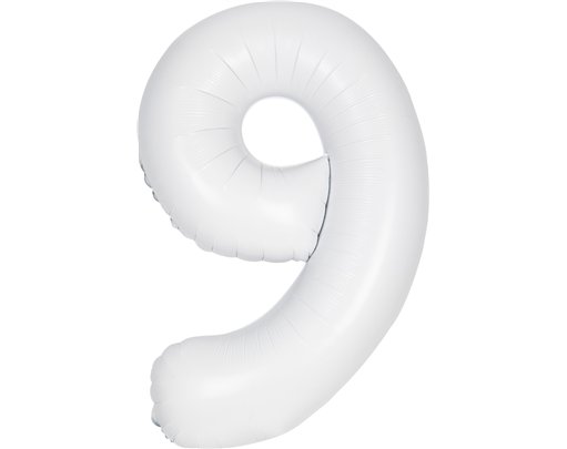 34in MATTE WHITE NUMBER 9 FOIL BALLOON