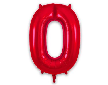 34in NUMBER 0 RED FOIL BALLOON