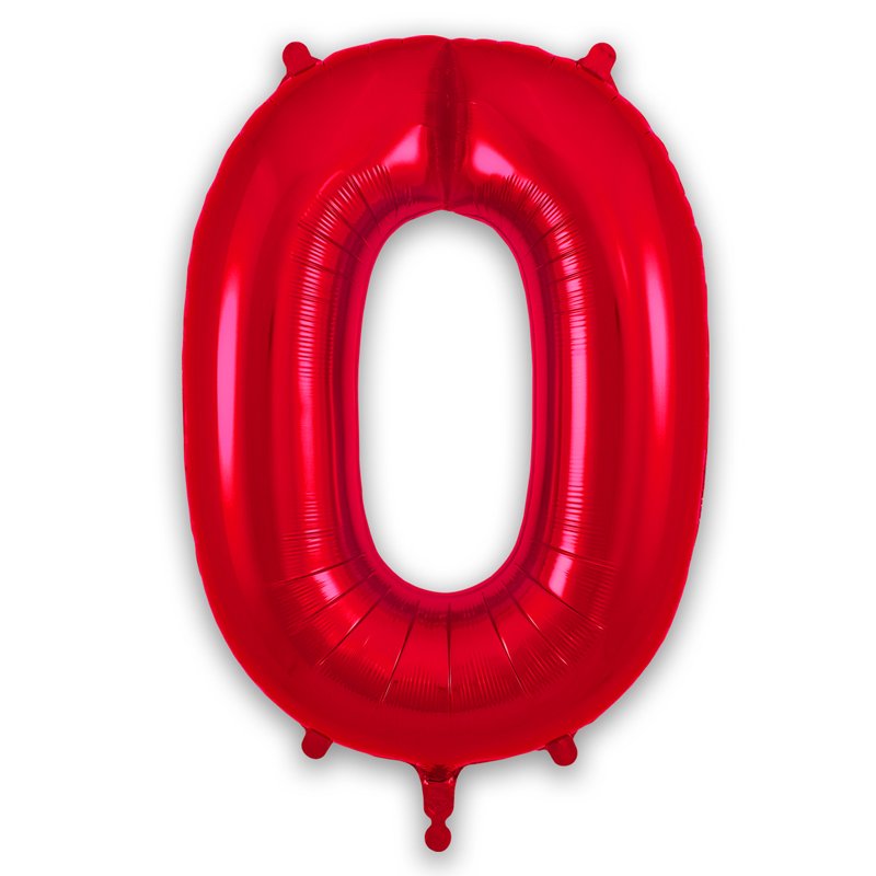 34in NUMBER 0 RED FOIL BALLOON