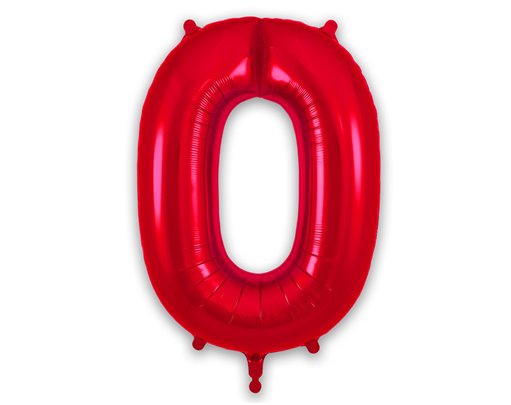 34in NUMBER 0 RED FOIL BALLOON