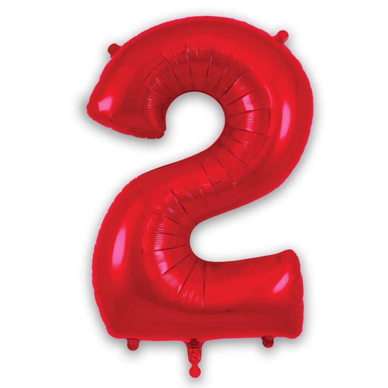 34in NUMBER 2 RED FOIL BALLOON