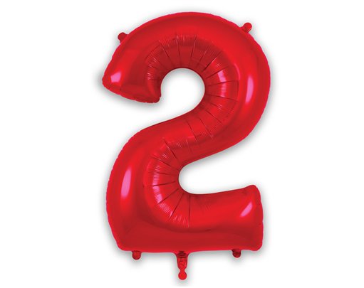 34in NUMBER 2 RED FOIL BALLOON
