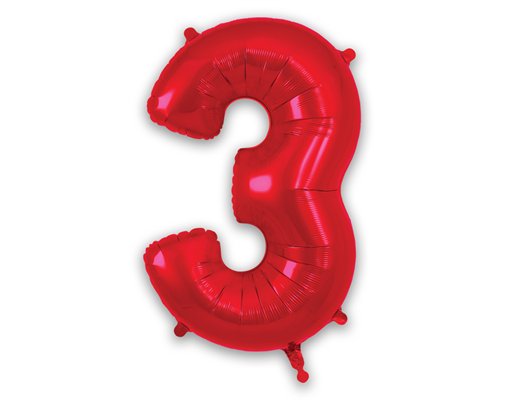 34in NUMBER 3 RED FOIL BALLOON