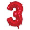 34in NUMBER 3 RED FOIL BALLOON