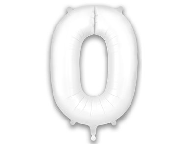 34in NUMBER 0 MATTE WHITE FOIL BALLOON