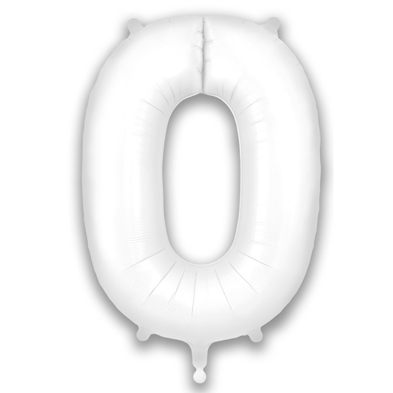34in NUMBER 0 MATTE WHITE FOIL BALLOON