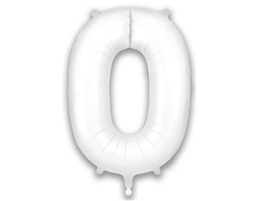 34in NUMBER 0 MATTE WHITE FOIL BALLOON