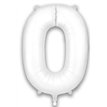 34in NUMBER 0 MATTE WHITE FOIL BALLOON