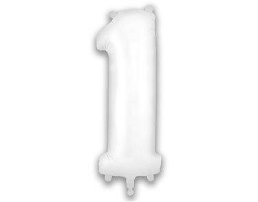 34in NUMBER 1 MATTE WHITE FOIL BALLOON