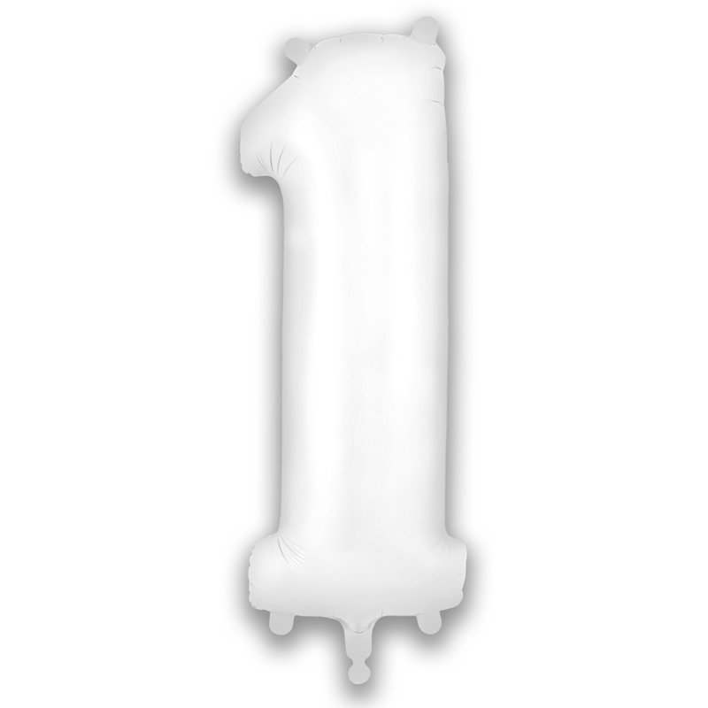 34in NUMBER 1 MATTE WHITE FOIL BALLOON