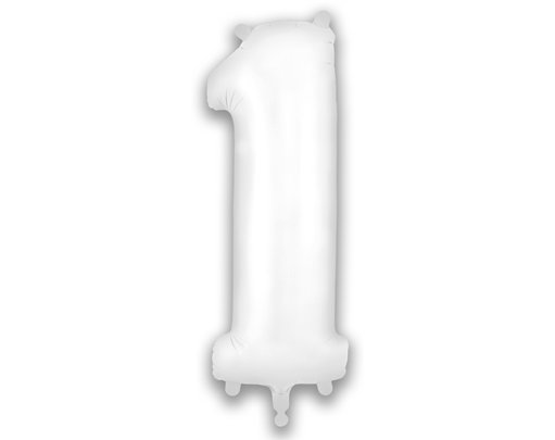 34in NUMBER 1 MATTE WHITE FOIL BALLOON