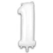 34in NUMBER 1 MATTE WHITE FOIL BALLOON