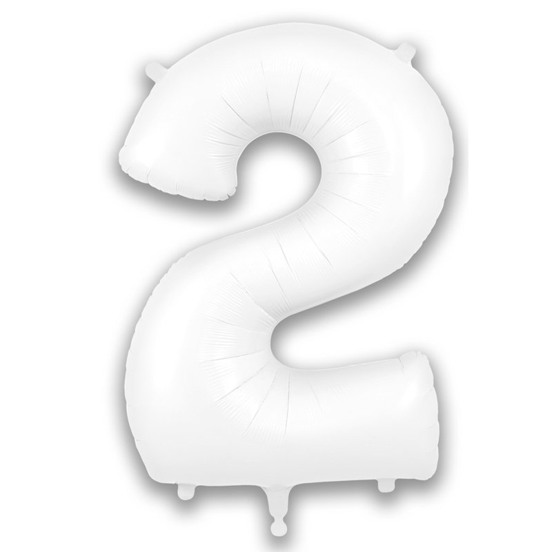 34in NUMBER 2 MATTE WHITE FOIL BALLOON