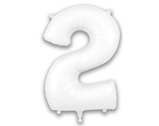34in NUMBER 2 MATTE WHITE FOIL BALLOON