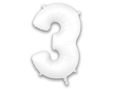 34in NUMBER 3 MATTE WHITE FOIL BALLON