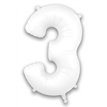 34in NUMBER 3 MATTE WHITE FOIL BALLON