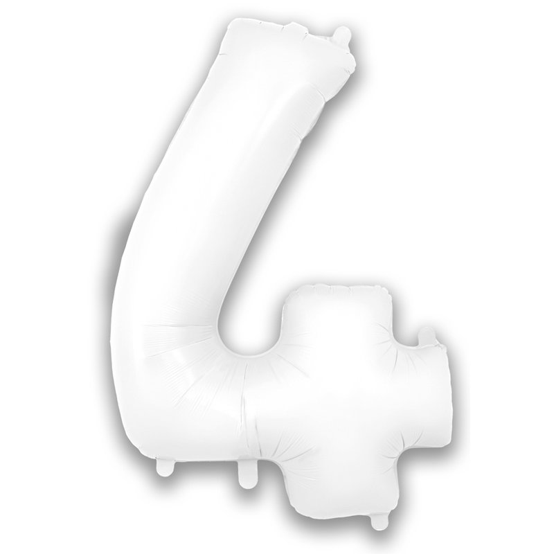 34in NUMBER 4 MATTE WHITE FOIL BALLOON