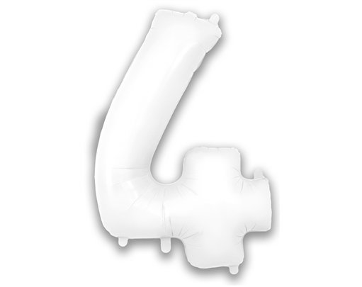 34in NUMBER 4 MATTE WHITE FOIL BALLOON