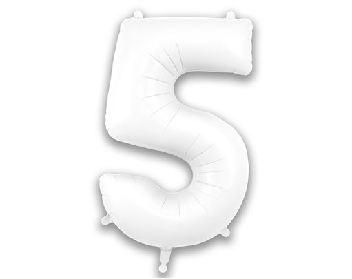 34in NUMBER 5 MATTE WHITE FOIL BALLOON