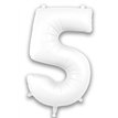 34in NUMBER 5 MATTE WHITE FOIL BALLOON