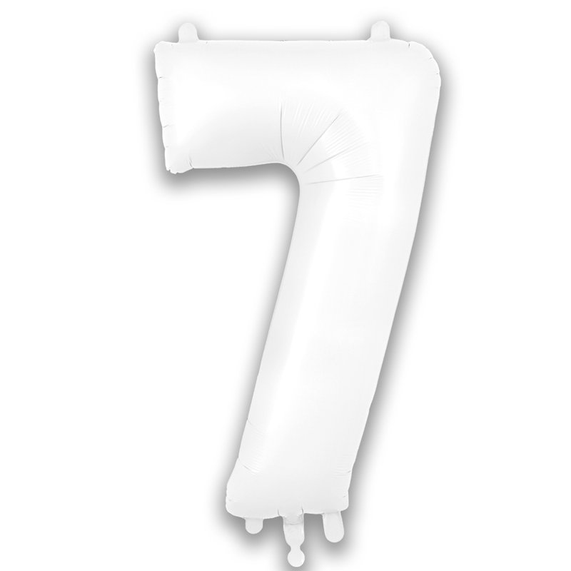 34in NUMBER 7 MATTE WHITE FOIL BALLOON