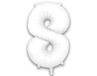 34in NUMBER 8 MATTE WHITE FOIL BALLOON