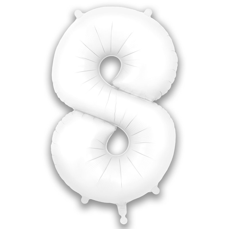 34in NUMBER 8 MATTE WHITE FOIL BALLOON