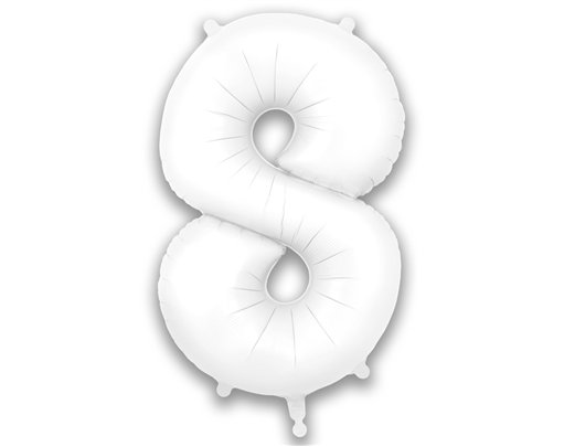 34in NUMBER 8 MATTE WHITE FOIL BALLOON