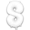 34in NUMBER 8 MATTE WHITE FOIL BALLOON