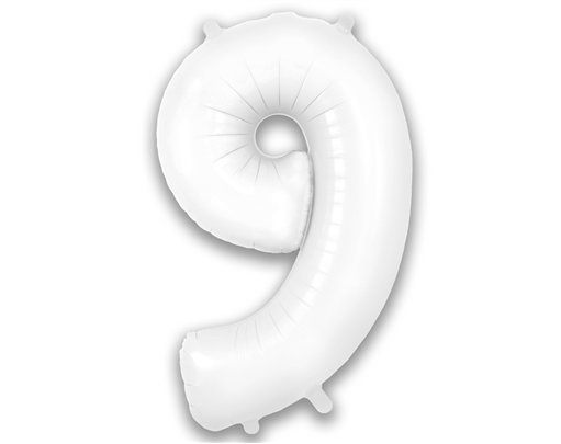 34in NUMBER 9 MATTE WHITE FOIL BALLOON