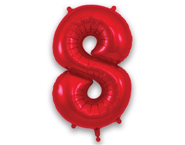 34in NUMBER 8 RED FOIL BALLOON