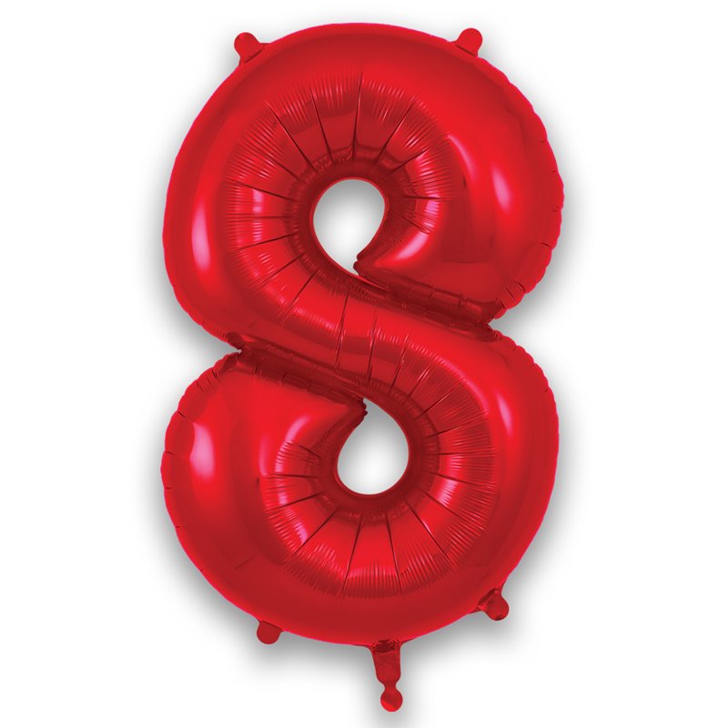 34in NUMBER 8 RED FOIL BALLOON