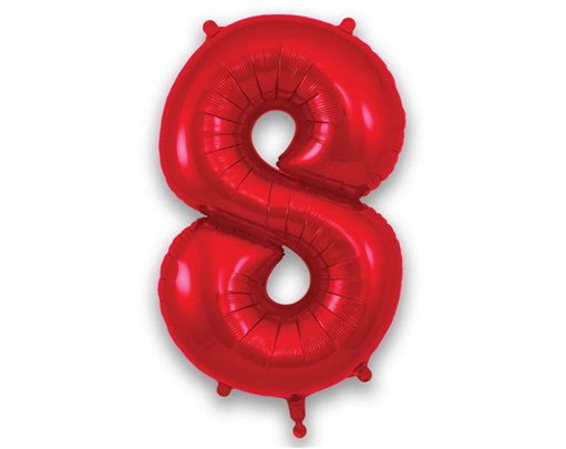 34in NUMBER 8 RED FOIL BALLOON