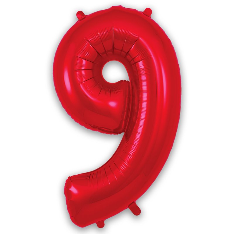 34in NUMBER 9 RED FOIL BALLOON