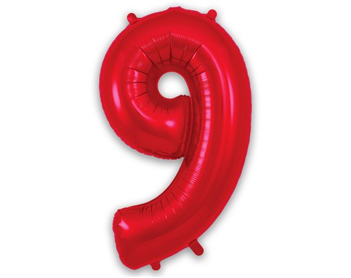 34in NUMBER 9 RED FOIL BALLOON