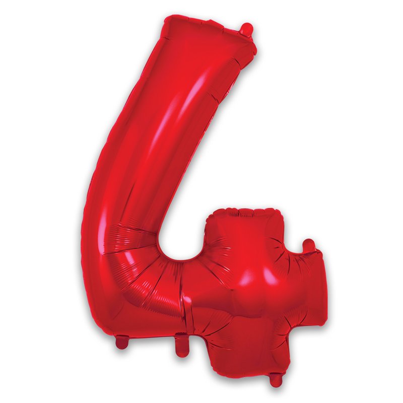 34in NUMBER 4 RED FOIL BALLOON