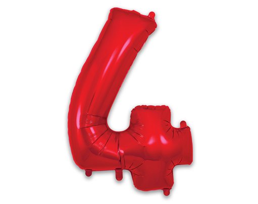 34in NUMBER 4 RED FOIL BALLOON