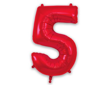 34in NUMBER 5 RED FOIL BALLOON