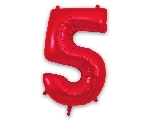 34in NUMBER 5 RED FOIL BALLOON