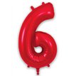 34in NUMBER 6 RED FOIL BALLOON